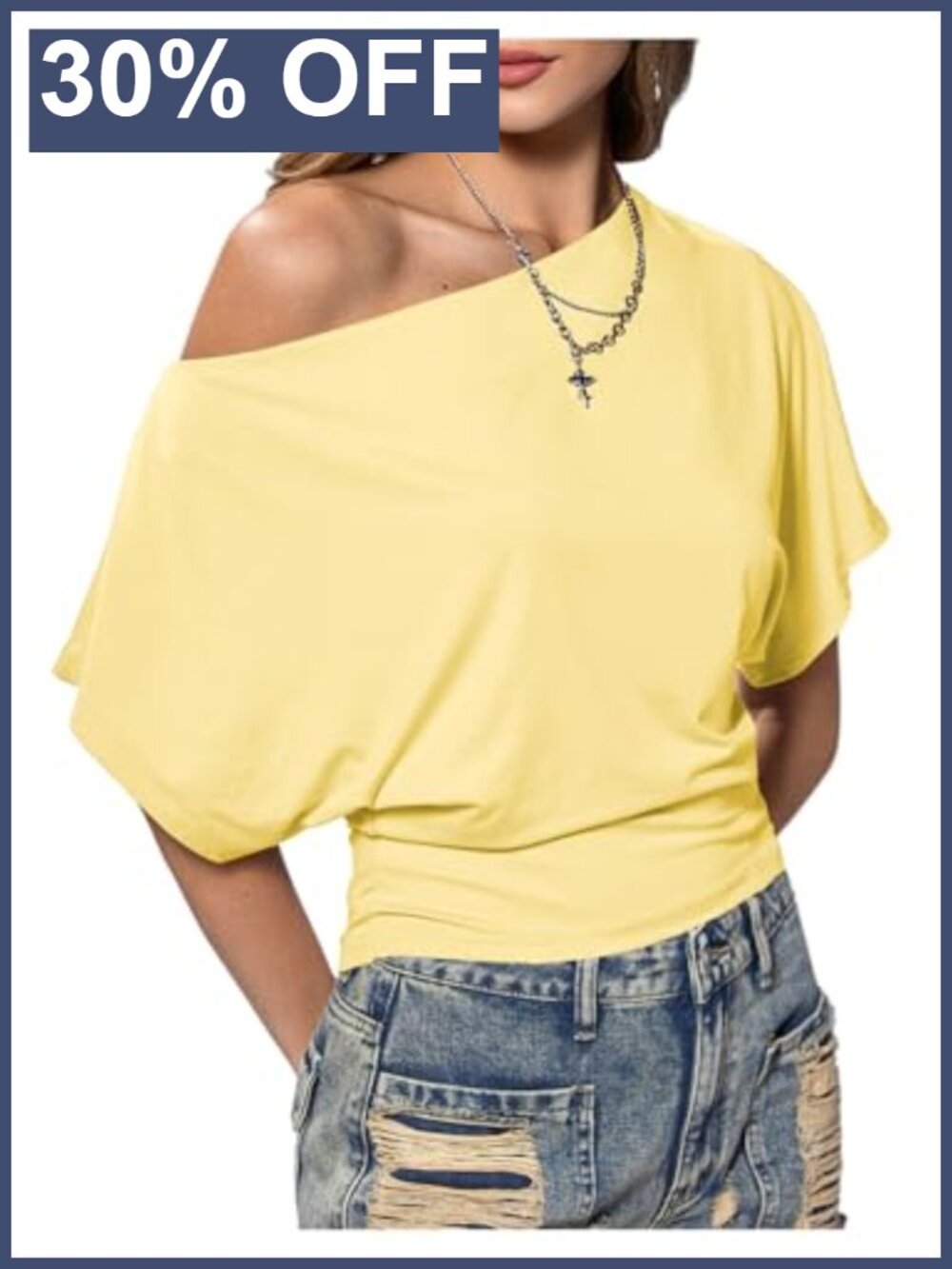 Off Shoulder Asymmetric Crop Top Y2K Going Out Short Sleeve